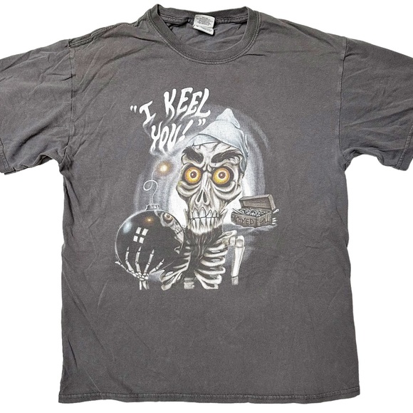 Jeff Dunham I Keel You Skeleton Graphic {Gildan} T-Shirt Grey Unisex M - Picture 1 of 10
